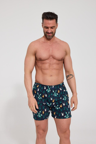 Pánske boxerky 001/199, 011/199 Cornette Classic Playboy voľné tmavomodré 100 % bavlna