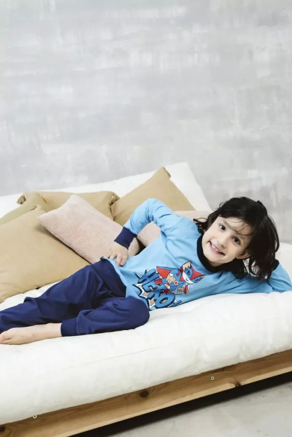 Remek Chlapčenské pyžamo s dlhým rukávom a dlhými nohavicami Italian Fashion - modré