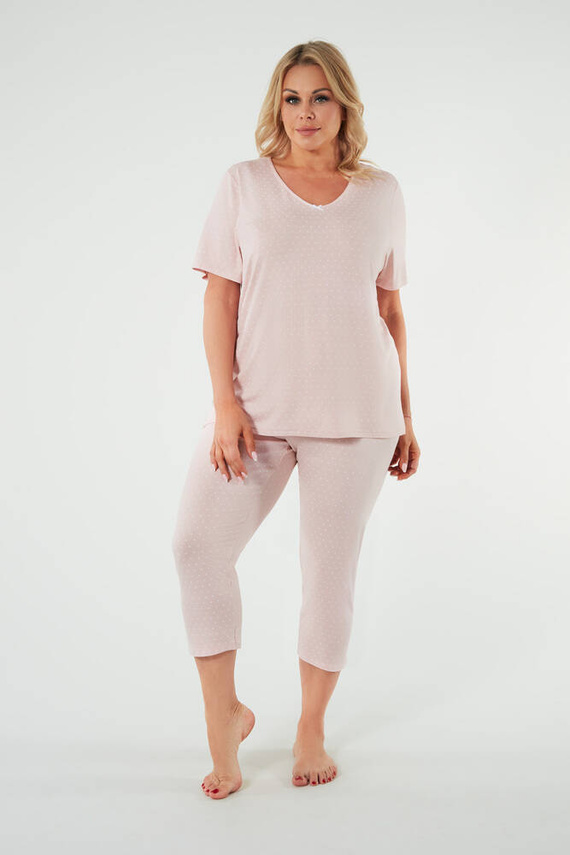 Puntini Dámske pyžamo s krátkym rukávom, 3/4 nohavice Italian Fashion - púdrovo ružová