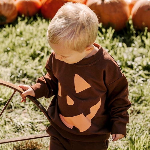 Eevi Halloween detská tepláková súprava hnedá - teplá súprava, mikina a nohavice