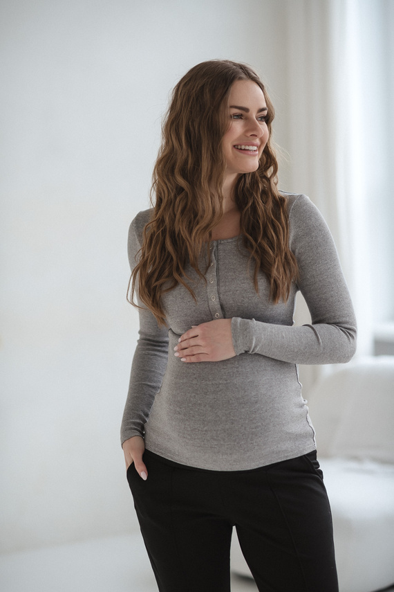 Tummy Milk&Love tehotenská a dojčiaca blúzka viskóza light gray melange