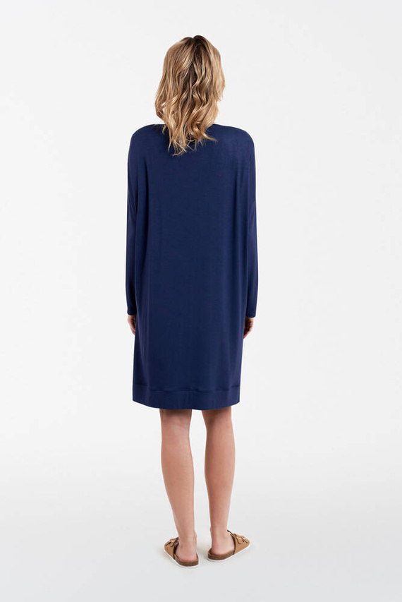 Akord dámska tunika s dlhým rukávom Talianska móda - tmavomodrá