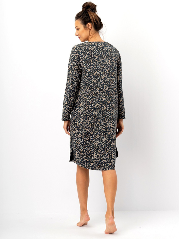 Dámska nočná košeľa Key LND 707 navy blue - bavlna, dlhý rukáv, pohodlný strih