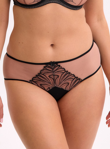 Gaia GFP 1312 Imani black beige - klasické bikiny s výšivkou, z mikrovlákna a sieťoviny