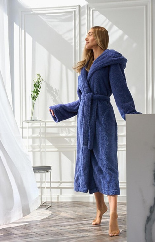 2556 Heaven Dámsky dlhý župan L&L s kapucňou - námornícky