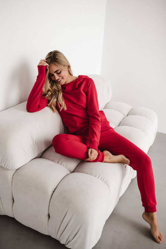 Spodnie dresowe ciążowe Milk&Love karminowa czerwień