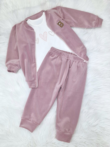 Tri srdcia Bambarillo ecru detské body - bavlna, elastický úplet, ideálne pre tepláky "BEAR"