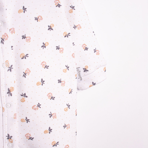 220032 Detský overal Nicol 100% bavlna s dlhým rukávom a jemnou kvetinovou potlačou