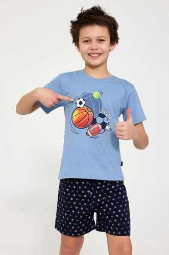 Chlapčenské bavlnené pyžamo Cornette Young Boy 790/126 Sport modré