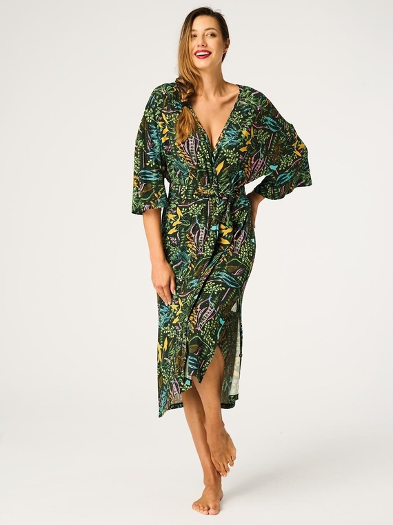 Key LGL 574 Zelený – Dámsky župan 95 % viskóza s potlačou