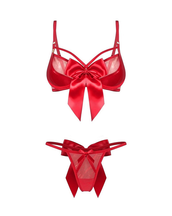 Obsessive Gifty Red 2-dielny červený komplet s kostícami + tangá