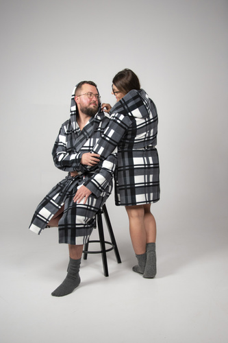 034 Pánsky župan s kapucňou De Lafense - teplý, mäkký a pohodlný | Ideálny na doma a do kúpeľov