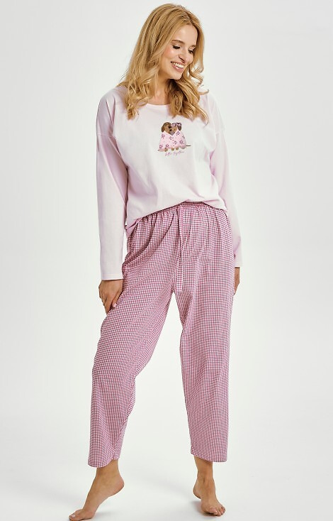 3434 Elisa Dámske pyžamo Taro - 100% bavlna, dlhý rukáv, potlač psíkov