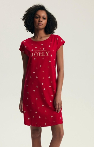 43720 Vianočná dámska nočná košeľa Dotie Henderson - bavlna, krátky rukáv