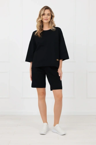 Dámske bavlnené šortky Kaori Italian Fashion s vreckami čierne