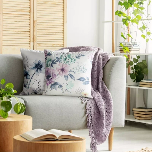 Obliečka na vankúš 45x45 Mink Eurofirany zamat kvety