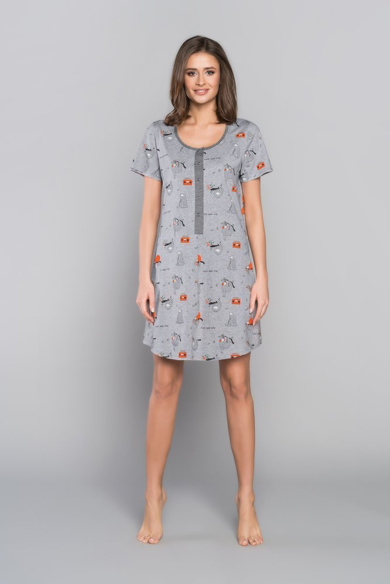 Orso Nočná košeľa bez gombíkov, krátky rukáv s potlačou Talianska móda - ružová