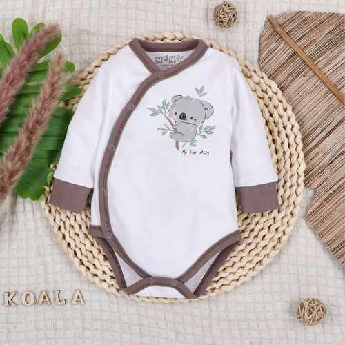 ABN-5202 Body zavinovacie Nini Sweet Koala biele 100 % organická bavlna