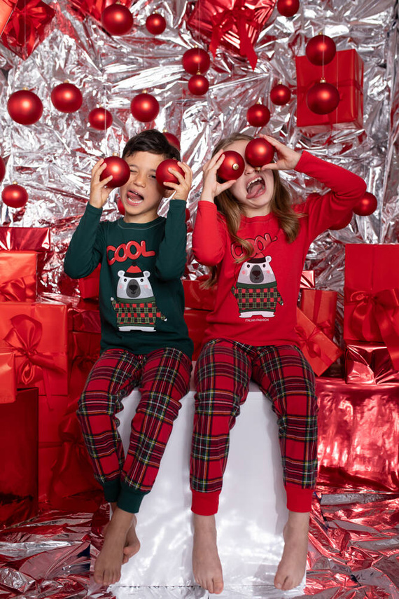 Tess Detské pyžamo Italian Fashion - červené/potlač