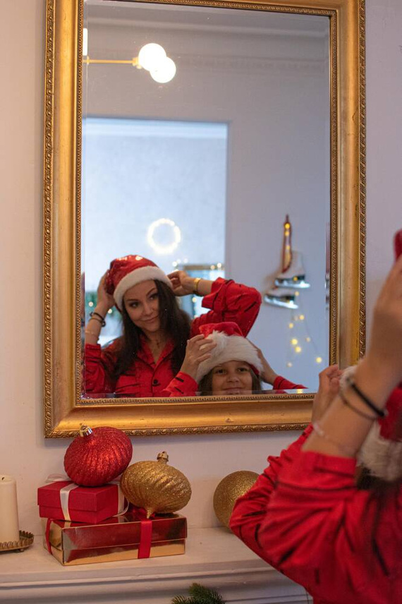 718 Madeleine Cat Love Dámske pyžamo Forex - červené