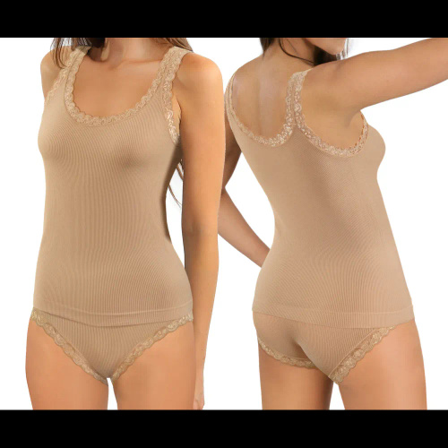 Dámske tielko Sesto Senso 6109 čipka bezšvové elastické pohodlné beige