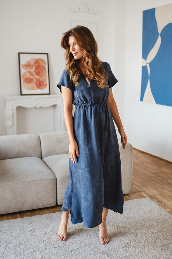 Tehotenské a dojčiace šaty Milk & Love Lovely Dress Long tmavomodré