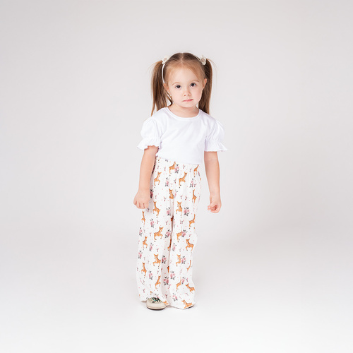 216198 Detské nohavice Lala Nicol - biele so sárí a kvetinami, veľkosť 92-122