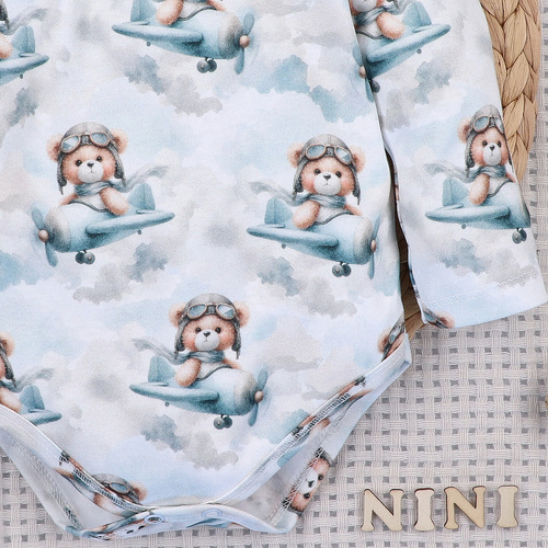 NINI ABN-5746/JSZ detské body 100 % bambus Baby Bear Pilot so zapínaním na cvočky