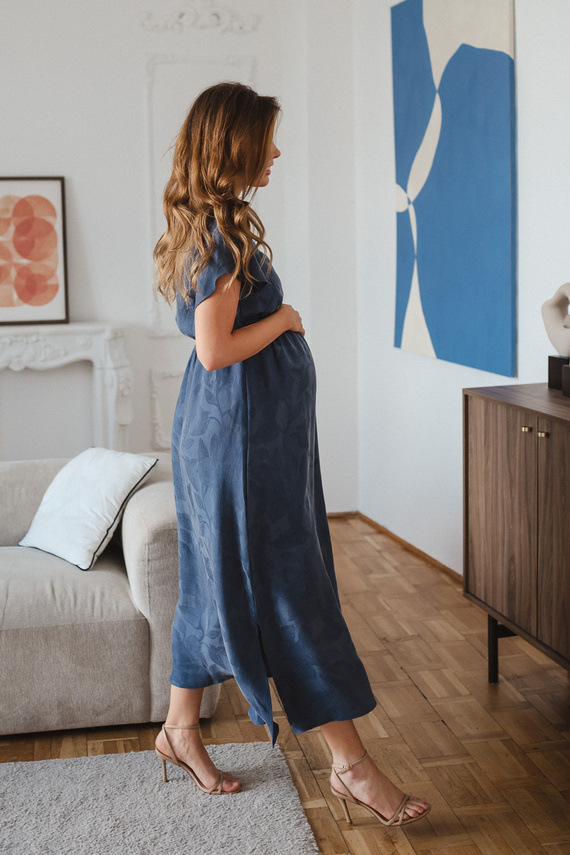 Tehotenské a dojčiace šaty Milk & Love Lovely Dress Long tmavomodré