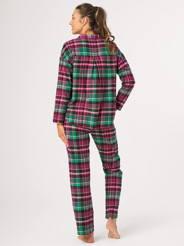 Dámska pyžamo Key LNS 414 B26 fuksia – flanel, káro, 100 % bavlna