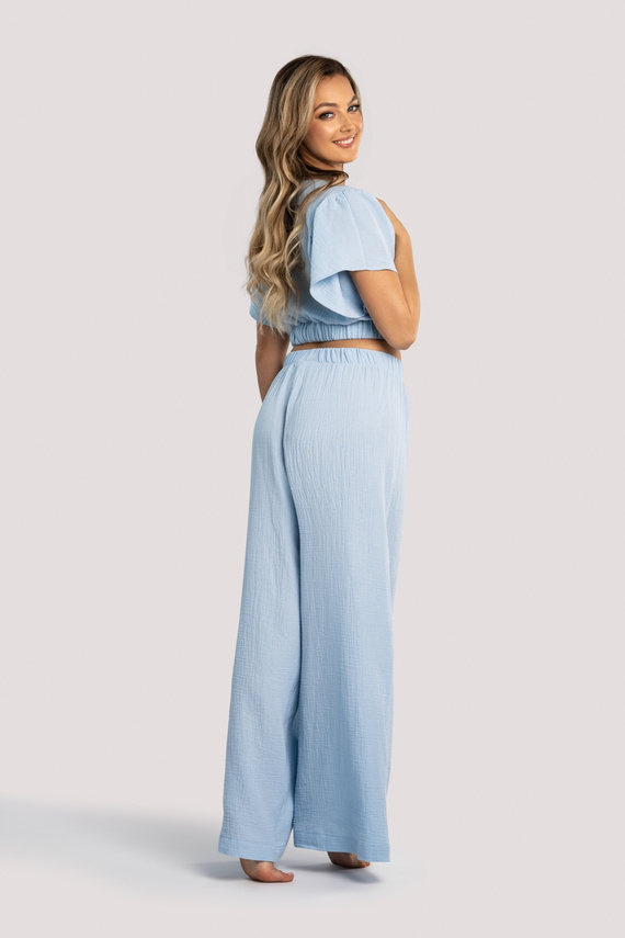 Tola dámsky mušelínový set Unikat modrá - letná domáca bielizeň