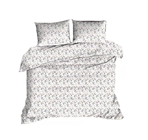 614N Klasické bavlnené posteľné prádlo E24 Extrapościel biele hnedé listy vetvičky - 100 % bavlna, odolná, farebná, 2-dielna súprava