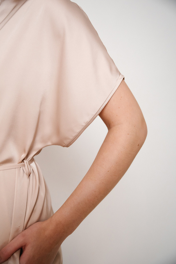 Dotykový župan s krátkym rukávom Italian Fashion - béžový