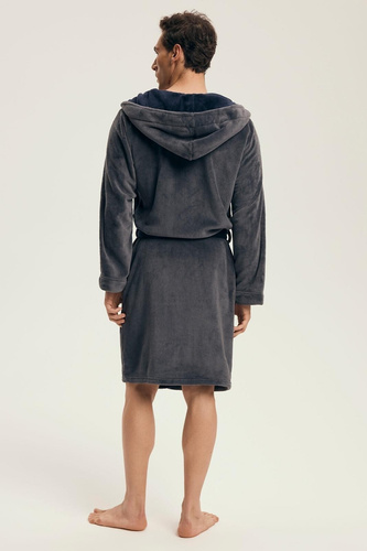 Pánsky župan Henderson 43377 Natch grey- kapucňa, teplý úplet, pohodlie a elegancia