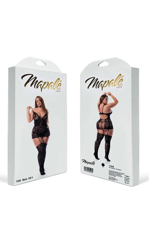 Body dámske Mapale 7481 Romper Babydoll čierne čipkované s odhalenými chrbtom