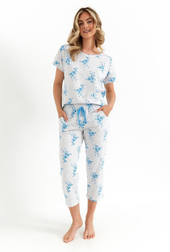 490 Dámske pyžamo Cana svetlosivá bavlna pohodlná klasika