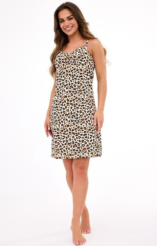 610/470 Cornette Coco 4 nočná košeľa - leopardí vzor, tenké ramienka, 100% bavlna