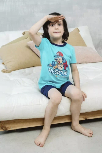 Remek Chlapčenské pyžamo s krátkym rukávom, nohavice Italian Fashion - tyrkysové