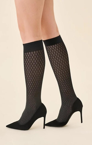 606 Glam Socks 40 den Gabriella black - geometrický vzor, mäkké a elastické