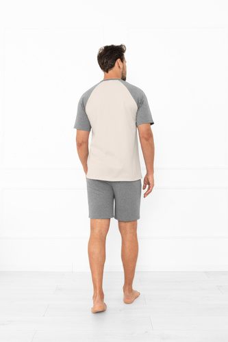 Alexander Italian Fashion pánske pyžamo béžovej farby - krátke rukávy a krátke nohavice, 100% bavlna