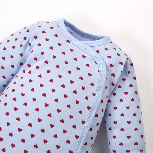 Dojčenské body Love Eevi modré so srdiečkami 100 % bavlna, celoprepínacie