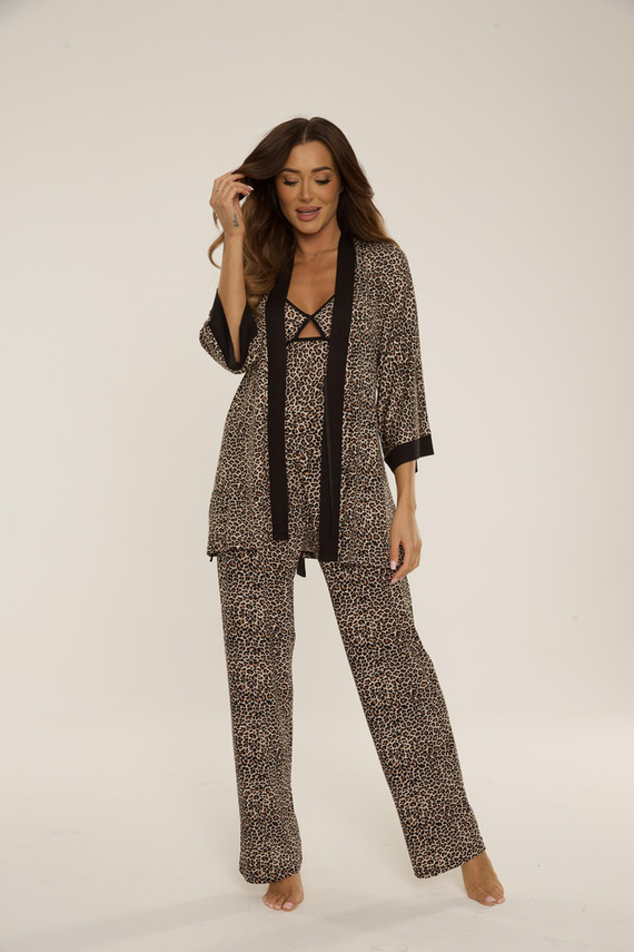 836 Mavis Dámsky krátky župan De Lafense - hnedý leopardí vzor