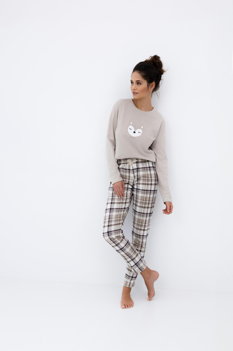 Dámske pyžamo Tinsley Sensis - bavlnené, dlhé, kockované