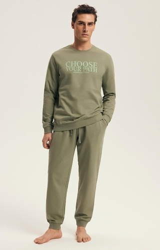 43484 Your Homewear Pánske pyžamo Henderson military - bavlna, dlhé. rukáv, nohavice