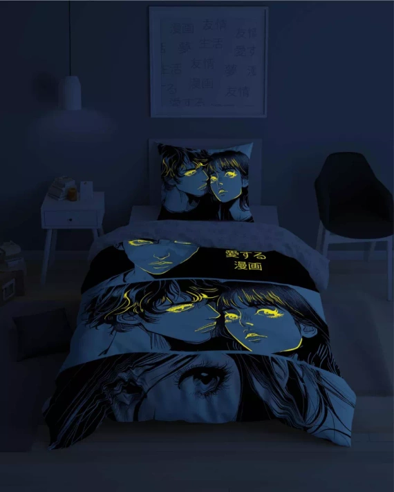 5207 A Fluo 40 Pościel bawełniana świecąca w ciemności Anime Boy Girl Detexpol