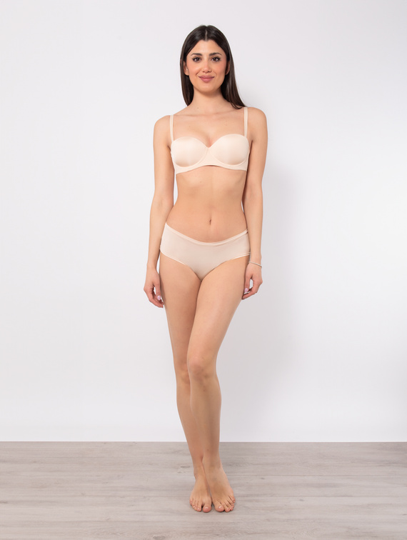 2550 Podprsenka Bandeau - vystužená, hladká, s odnímateľnými ramienkami Sielei beige