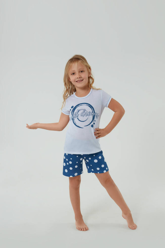 Raba Dievčenské pyžamo Italian Fashion - biela/modrá potlač