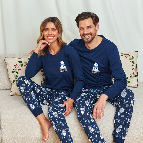 7338 Pánske pyžamo Doctor Nap Cozy Bear - bavlnené, s dlhým rukávom a nohavicami