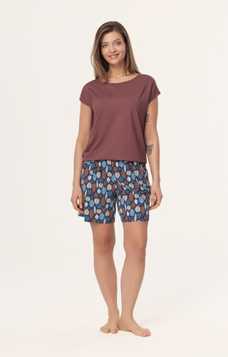 Dámske pyžamo Matilda PI71 Mefemi by Nipplex brown - viskóza, bavlnené šortky