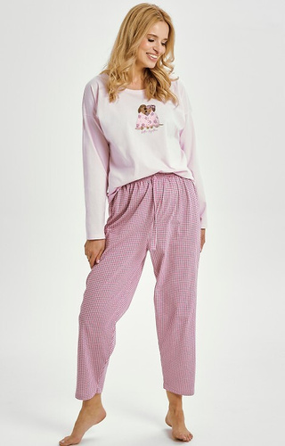 3434 Elisa Dámske pyžamo Taro - 100% bavlna, dlhý rukáv, potlač psíkov